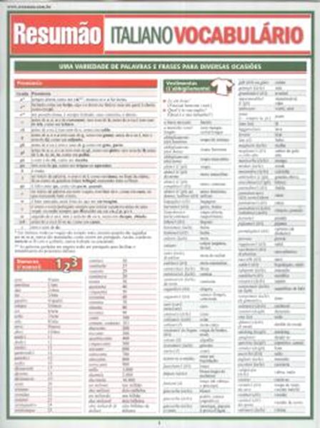 Picture of RESUMAO - ITALIANO VOCABULARIO